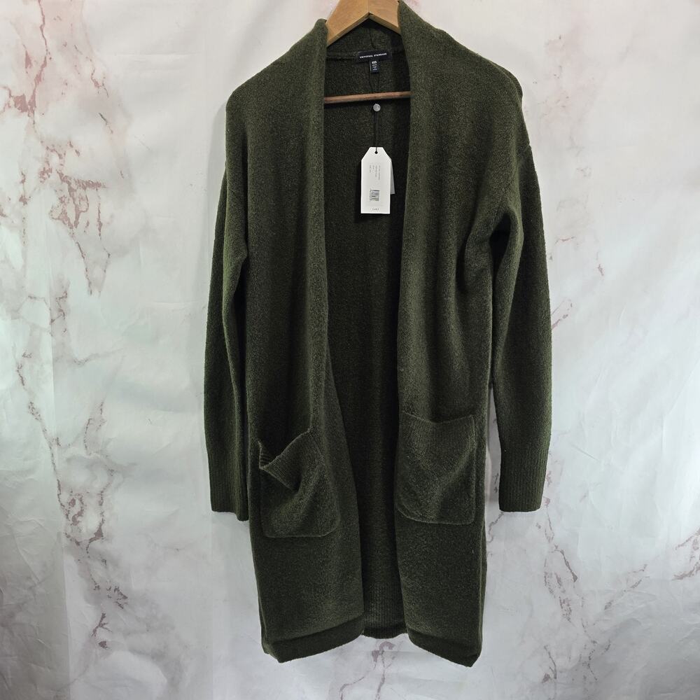 Universal Standard Sweater Womens 4XS XS Green Duster Open Cardigan Alpaca Wool